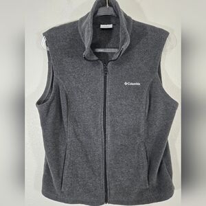 Columbia Charcoal Fleece Vest Pockets Zip-Up Outdoor Gorpcore Alpine Winter, XL